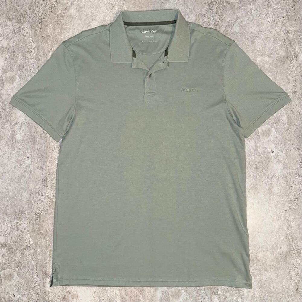 Calvin Klein Liquid Touch Short Sleeve Polo Shirt in Sage Green